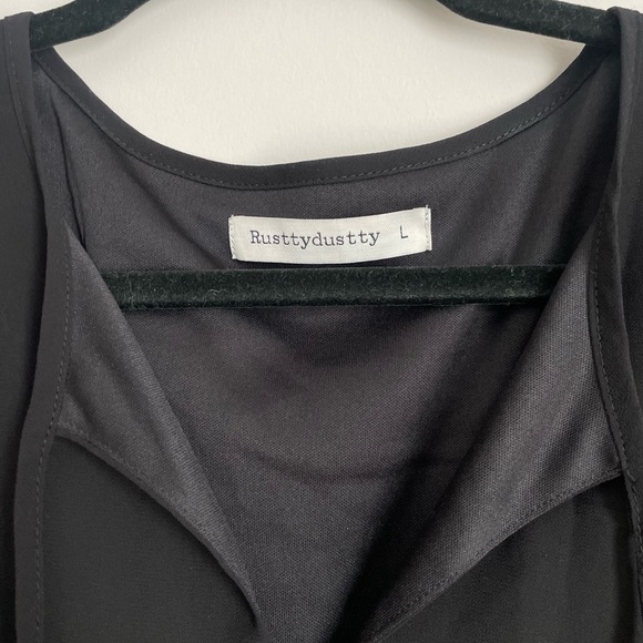 Rusty Dusty black mini dress, sheer black over skirt with sheer puff sleeves - Picture 3 of 8